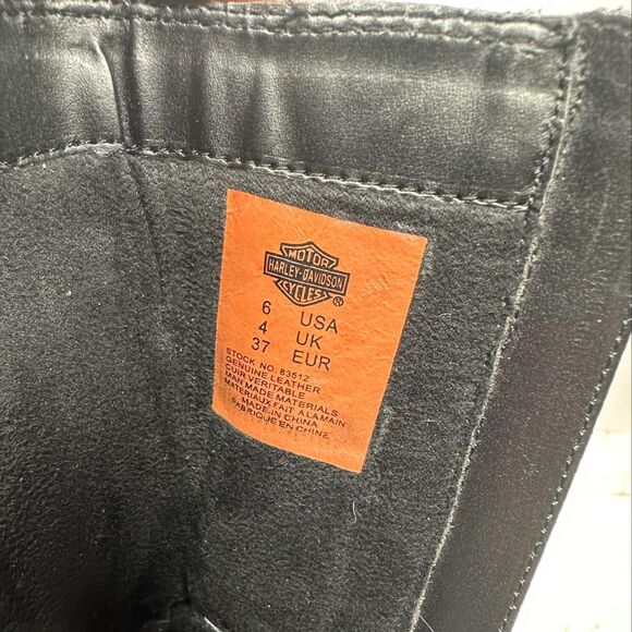 Harley Davidson Ladies Black Leather Boots Size 6 Mid Calf Buckles Zip Lace Up - Picture 15 of 16